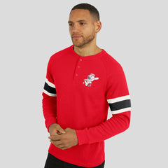 Cincinnati Reds Darius Rucker Collection by Fanatics Waffle-Knit Raglan Long Sleeve Henley T-Shirt - Red T-shirts