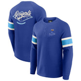 Kansas City Royals Darius Rucker Collection by Fanatics Waffle-Knit Raglan Long Sleeve Henley T-Shirt - Royal T-shirts