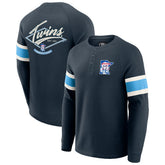 Minnesota Twins Darius Rucker Collection by Fanatics Waffle-Knit Raglan Long Sleeve Henley T-Shirt - Navy T-shirts