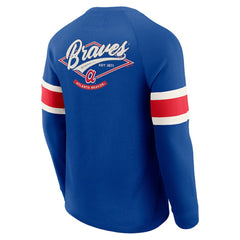Atlanta Braves Darius Rucker Collection by Fanatics Waffle-Knit Raglan Long Sleeve Henley T-Shirt - Royal T-shirts