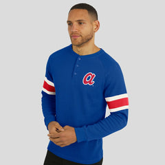 Atlanta Braves Darius Rucker Collection by Fanatics Waffle-Knit Raglan Long Sleeve Henley T-Shirt - Royal T-shirts