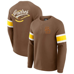 San Diego Padres Darius Rucker Collection by Fanatics Waffle-Knit Raglan Long Sleeve Henley T-Shirt - Brown T-shirts