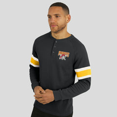 Pittsburgh Pirates Darius Rucker Collection by Fanatics Waffle-Knit Raglan Long Sleeve Henley T-Shirt - Black T-shirts
