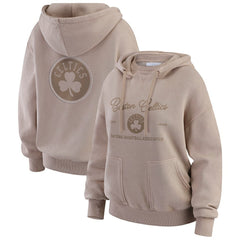 Boston Celtics WEAR by Erin Andrews Women's Washed Pullover Crewdie Tan
