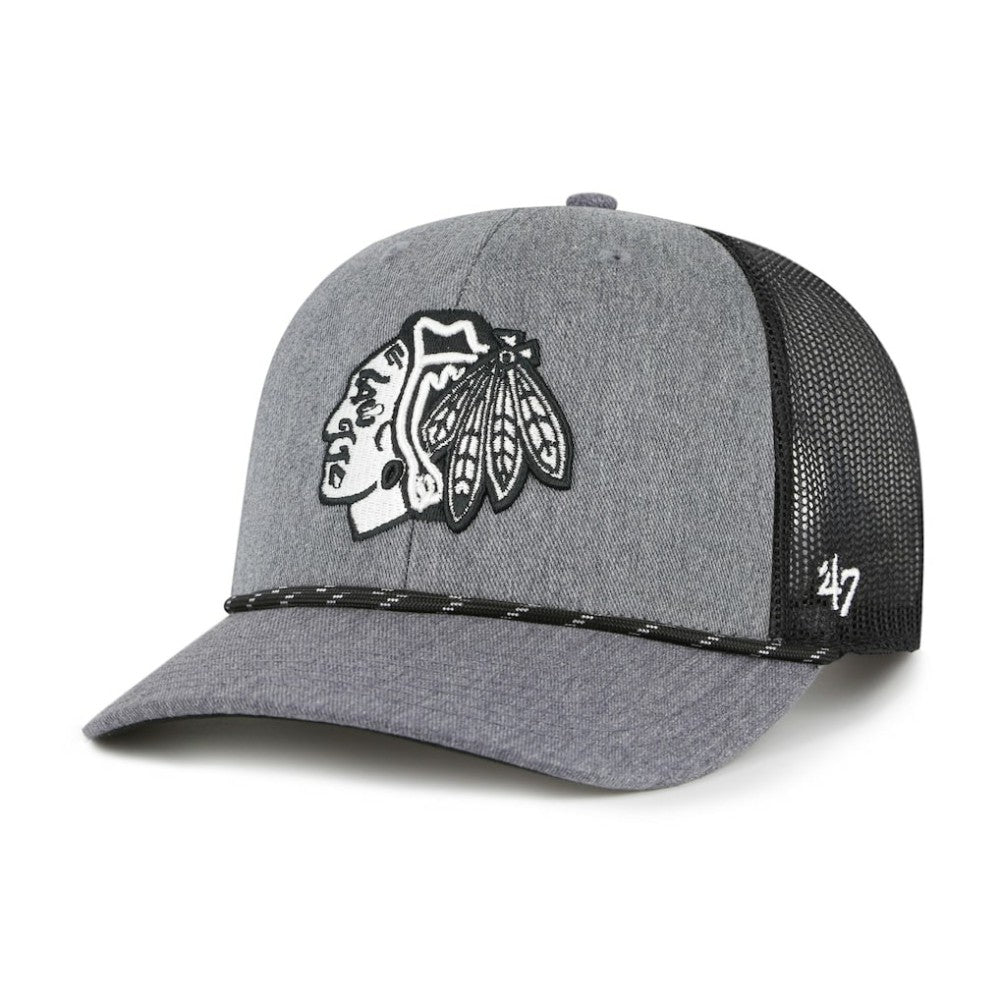 Chicago Blackhawks '47 Carbon Rope Trucker Adjustable Hat - Gray | US 202801586