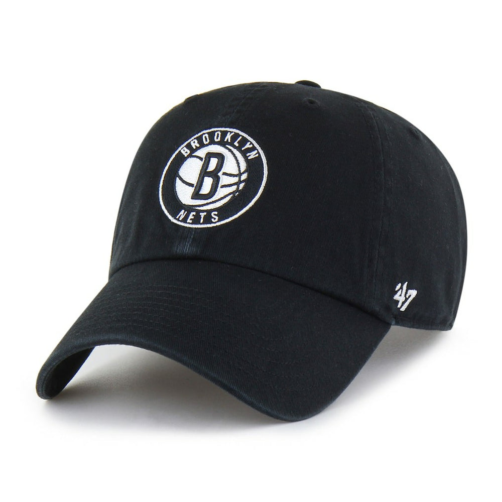 Brooklyn Nets '47 Core Logo Clean Up Adjustable Hat Black - 47 brand
