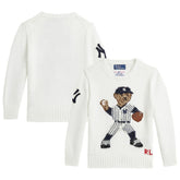 Yankees Polo Ralph Lauren Preschool Bear Pullover Sweater - White Pullover
