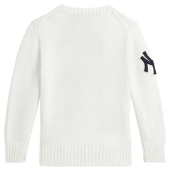 Yankees Polo Ralph Lauren Preschool Bear Pullover Sweater - White Pullover