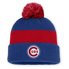 Chicago Cubs Nike Cooperstown Collection Peak Standard Cuffed Knit Hat with Pom - Royal/Red Hats
