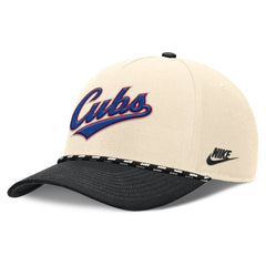 Chicago Cubs Nike Cooperstown Collection Rise Adjustable Hat - Natural/Black Hats