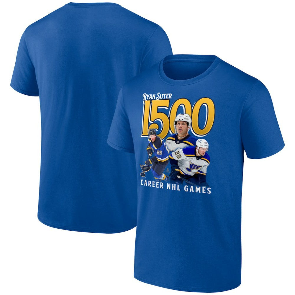 Ryan Suter St. Louis Blues 1500 Career NHL Games T-Shirt - Royal | US 202811903
