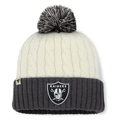 Las Vegas Raiders Women's Coaxial Cuffed Knit Hat with Pom - Cream Hats