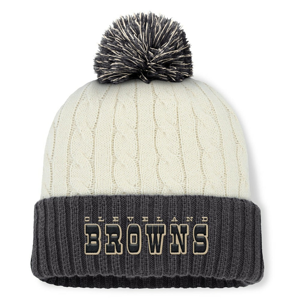 Cleveland Browns Women's Coaxial Cuffed Knit Hat with Pom - Cream Hats