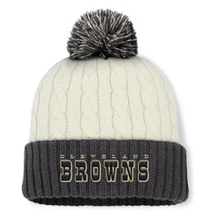 Cleveland Browns Women's Coaxial Cuffed Knit Hat with Pom - Cream Hats