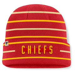 Kansas City Chiefs Throwback Yard Lines Cuffed Knit Hat - Red Hats