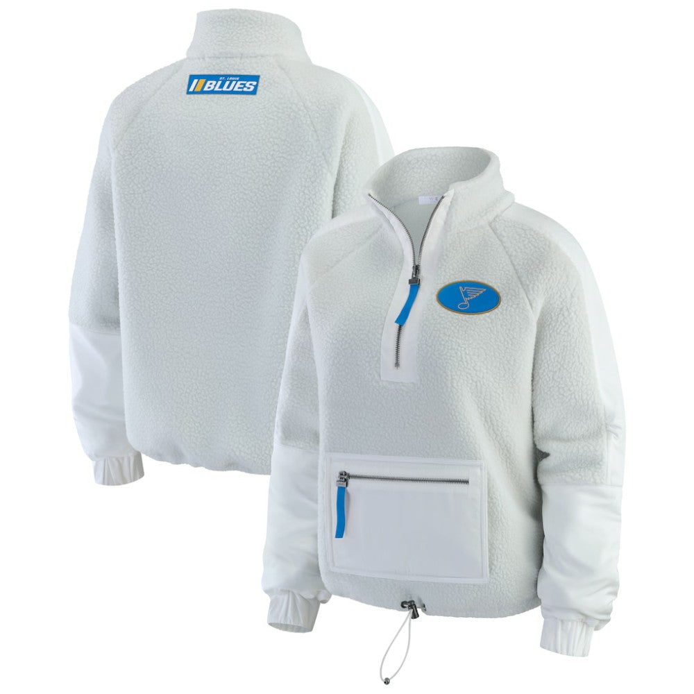 St. Louis Blues WEAR by Erin Andrews Women's Polar Fleece Quarter-Zip Jacket - Gray | US 202830786