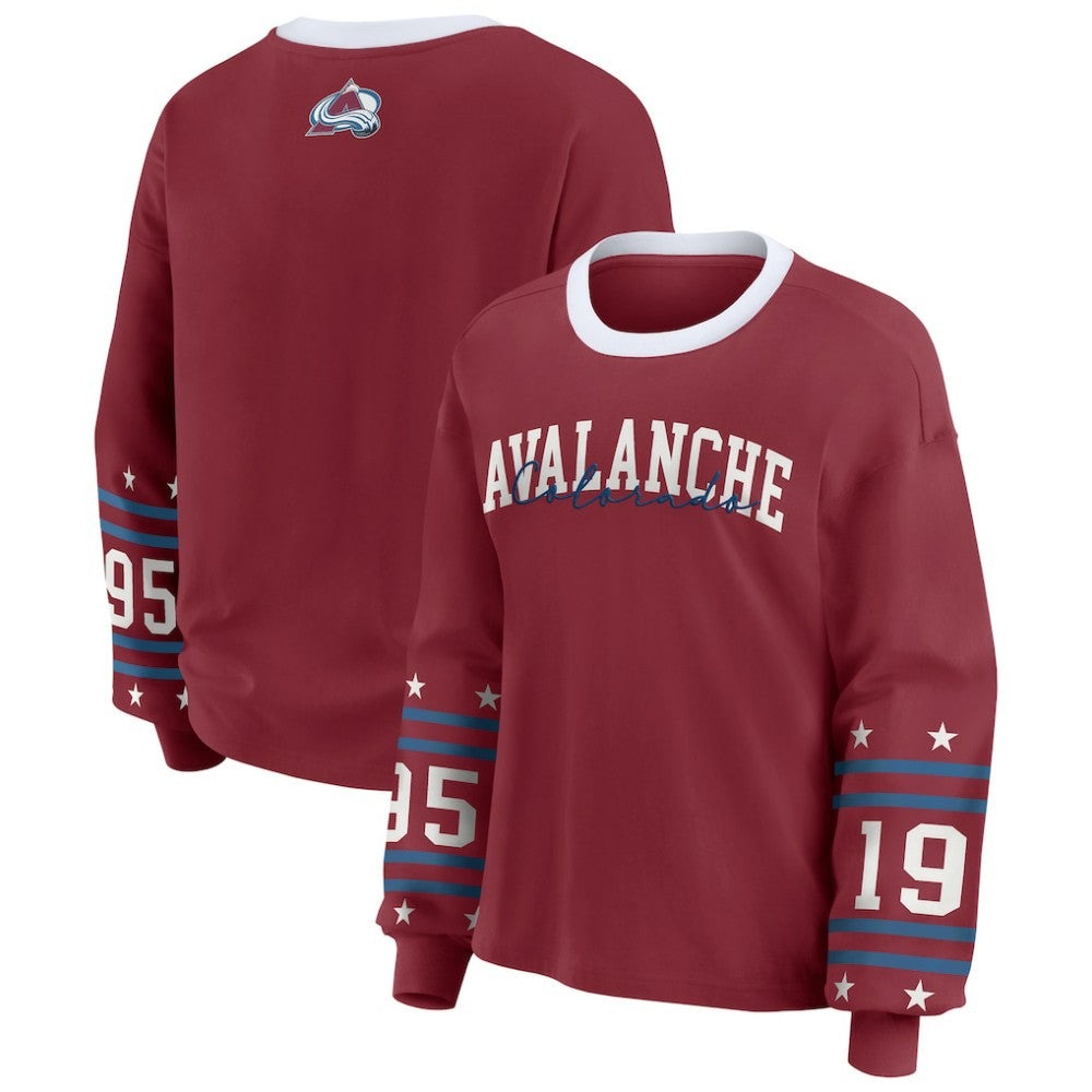 Colorado Avalanche WEAR by Erin Andrews Women's Long-Sleeve Sport T-Shirt - Burgundy | US 202830807