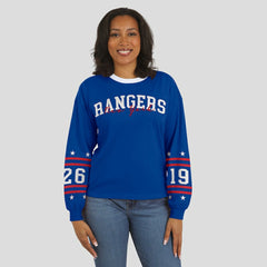 New York Rangers WEAR by Erin Andrews Women's Long-Sleeve Sport T-Shirt - Blue | US 202830817
