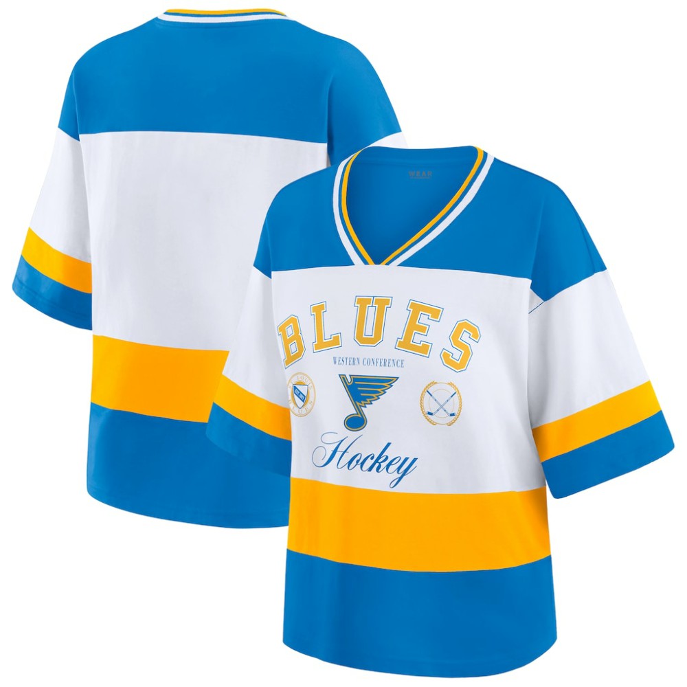 St. Louis Blues WEAR by Erin Andrews Women's Jersey Style Tee - Blue/White | US 202830840