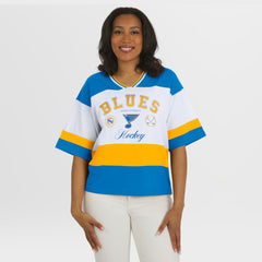 St. Louis Blues WEAR by Erin Andrews Women's Jersey Style Tee - Blue/White | US 202830840
