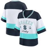 Seattle Kraken WEAR by Erin Andrews Women's Jersey Style Tee - Black/White | US 202830841