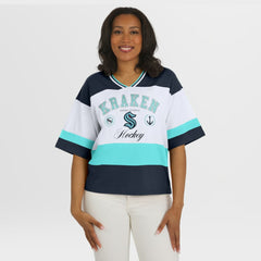 Seattle Kraken WEAR by Erin Andrews Women's Jersey Style Tee - Black/White | US 202830841