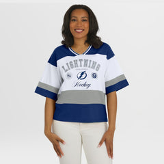 Tampa Bay Lightning WEAR by Erin Andrews Women's Jersey Style Tee - Blue/White | US 202830842