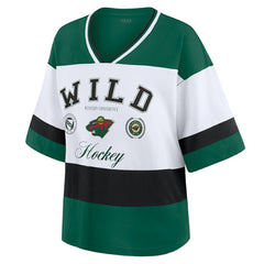 Minnesota Wild WEAR by Erin Andrews Women's Jersey Style Tee - Green/White | US 202830846