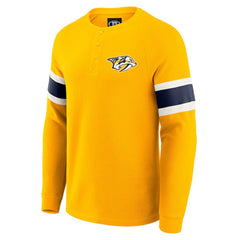 Nashville Predators Darius Rucker Collection by Fanatics Waffle-Knit Raglan Long Sleeve Henley T-Shirt - Gold | US 202831283