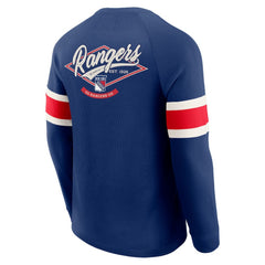 New York Rangers Darius Rucker Collection by Fanatics Waffle-Knit Raglan Long Sleeve Henley T-Shirt - Navy | US 202831284