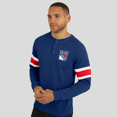 New York Rangers Darius Rucker Collection by Fanatics Waffle-Knit Raglan Long Sleeve Henley T-Shirt - Navy | US 202831284