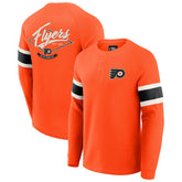 Philadelphia Flyers Darius Rucker Collection by Fanatics Waffle-Knit Raglan Long Sleeve Henley T-Shirt - Orange | US 202831286