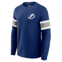 Tampa Bay Lightning Darius Rucker Collection by Fanatics Waffle-Knit Raglan Long Sleeve Henley T-Shirt - Navy | US 202831288