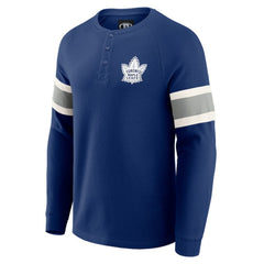 Toronto Maple Leafs Darius Rucker Collection by Fanatics Waffle-Knit Raglan Long Sleeve Henley T-Shirt - Navy | US 202831289