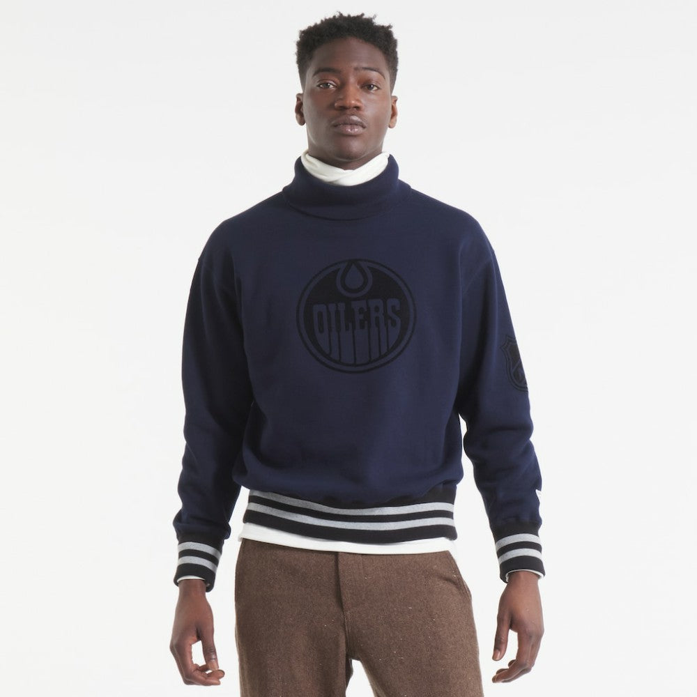 Edmonton Oilers Todd Snyder by Fanatics Relaxed Canadian Fleece Turtleneck - Navy | US 202846138