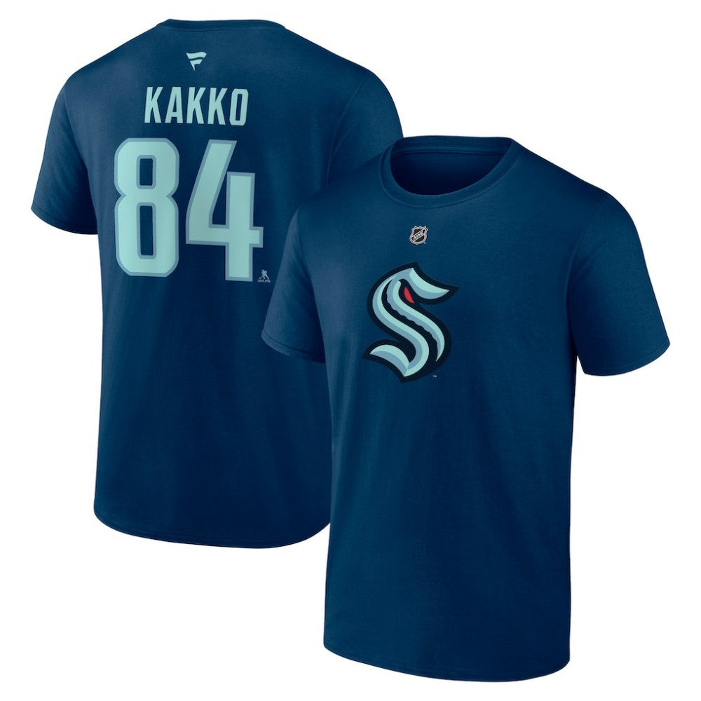 Kaapo Kakko Seattle Kraken Fanatics Authentic Stack Name & Number T-Shirt - Navy | US 202884330