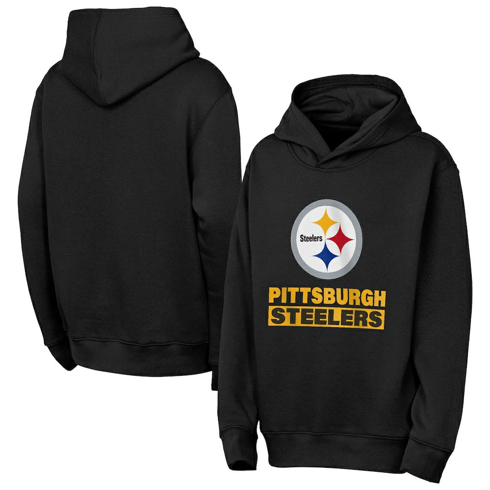 Pittsburgh Steelers Outerstuff Youth Back to Basics Hoodie - Black Hoodies