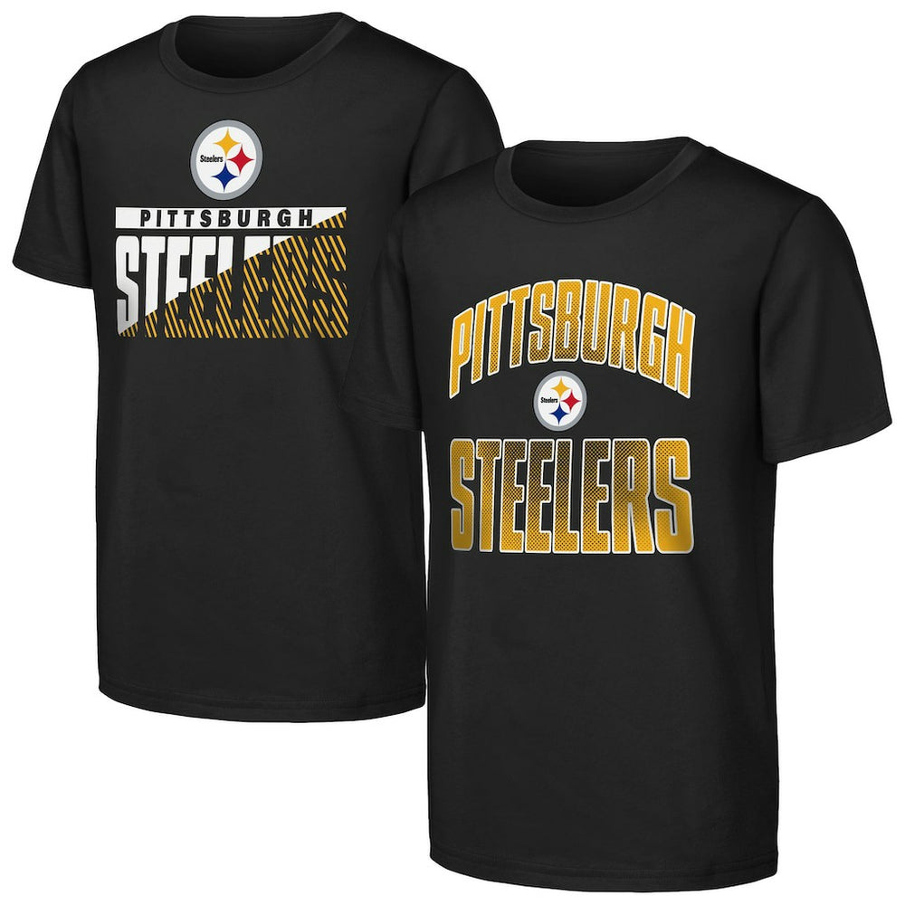 Pittsburgh Steelers Outerstuff Youth Never Quit 2-Pack T-Shirt Set - Black T-shirts