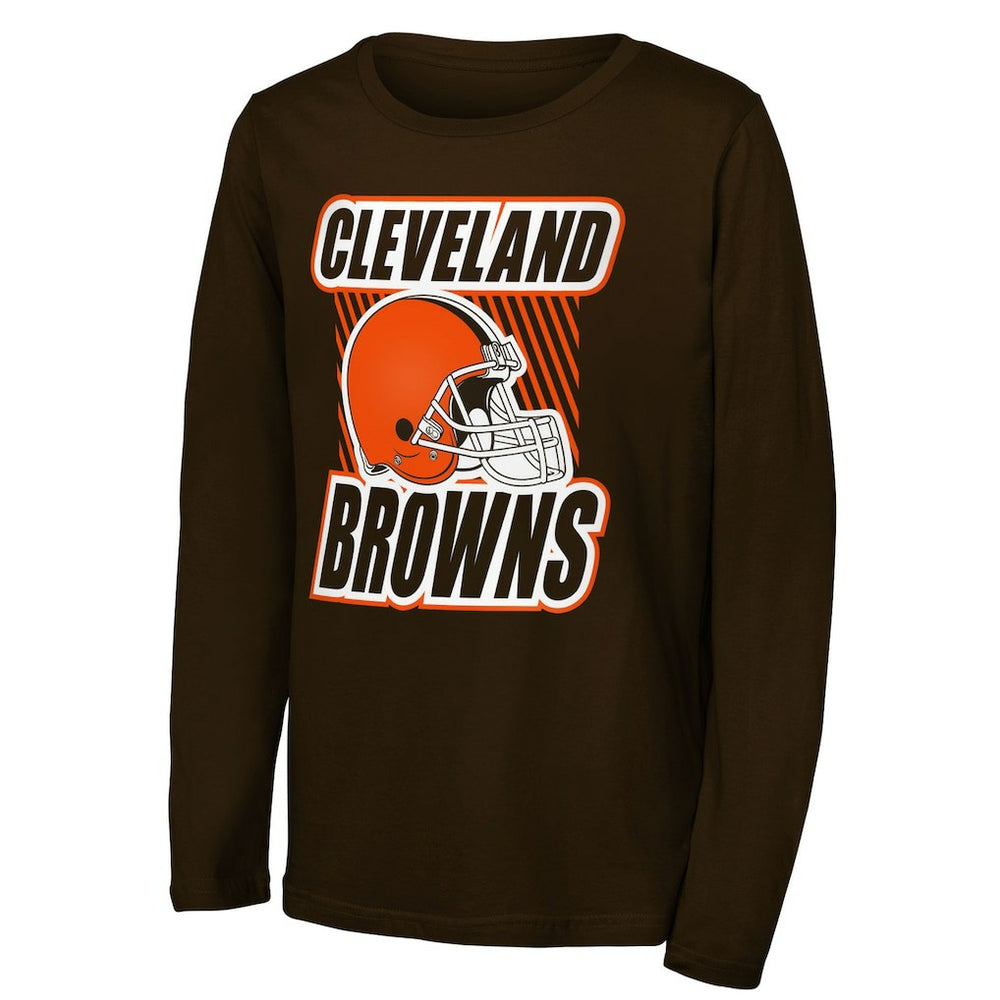 Cleveland Browns Outerstuff Youth Never Settle Long Sleeve T-Shirt - Brown T-shirts