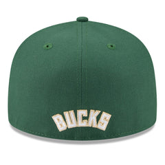 Milwaukee Bucks 2025 NBA Tip Off Split Panel 59FIFTY Fitted Hat White/Hunter Green - New Era
