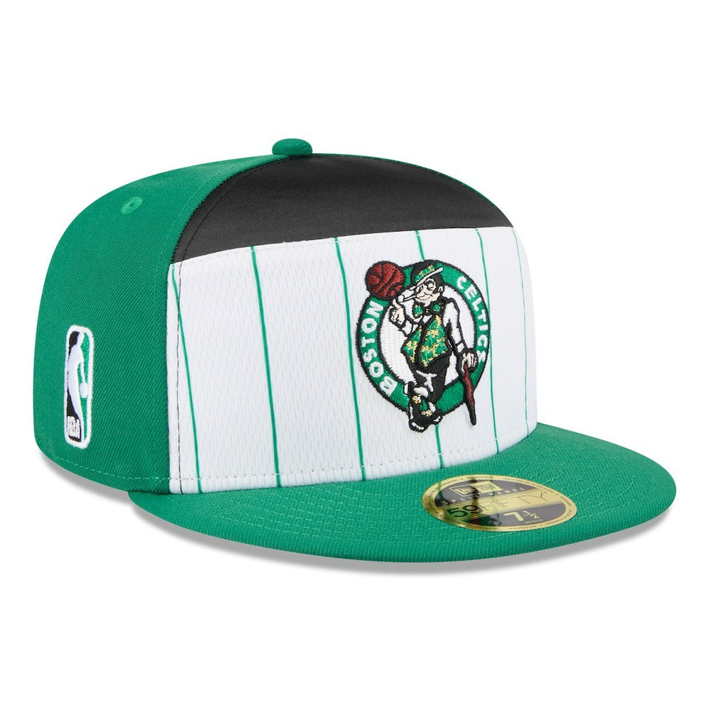 Boston Celtics 2025 NBA Tip Off Split Panel 59FIFTY Fitted Hat White/Kelly Green - New Era