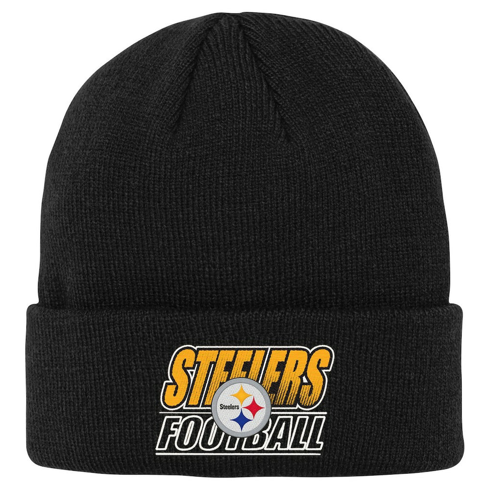 Pittsburgh Steelers Outerstuff Youth Team Gradient Cuffed Knit Hat - Black Hats
