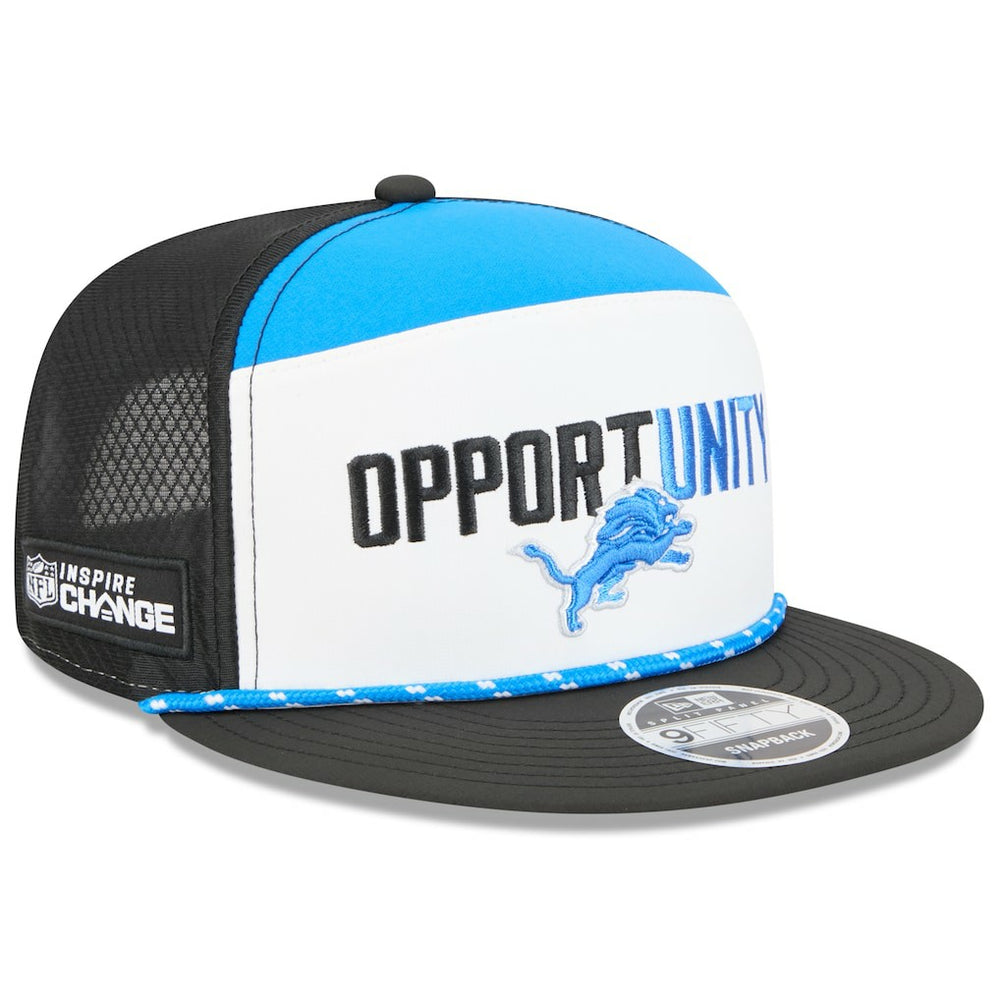 Detroit Lions New Era 2025 Inspire Change Split Panel 9FIFTY Snapback Hat - White/Black Hats