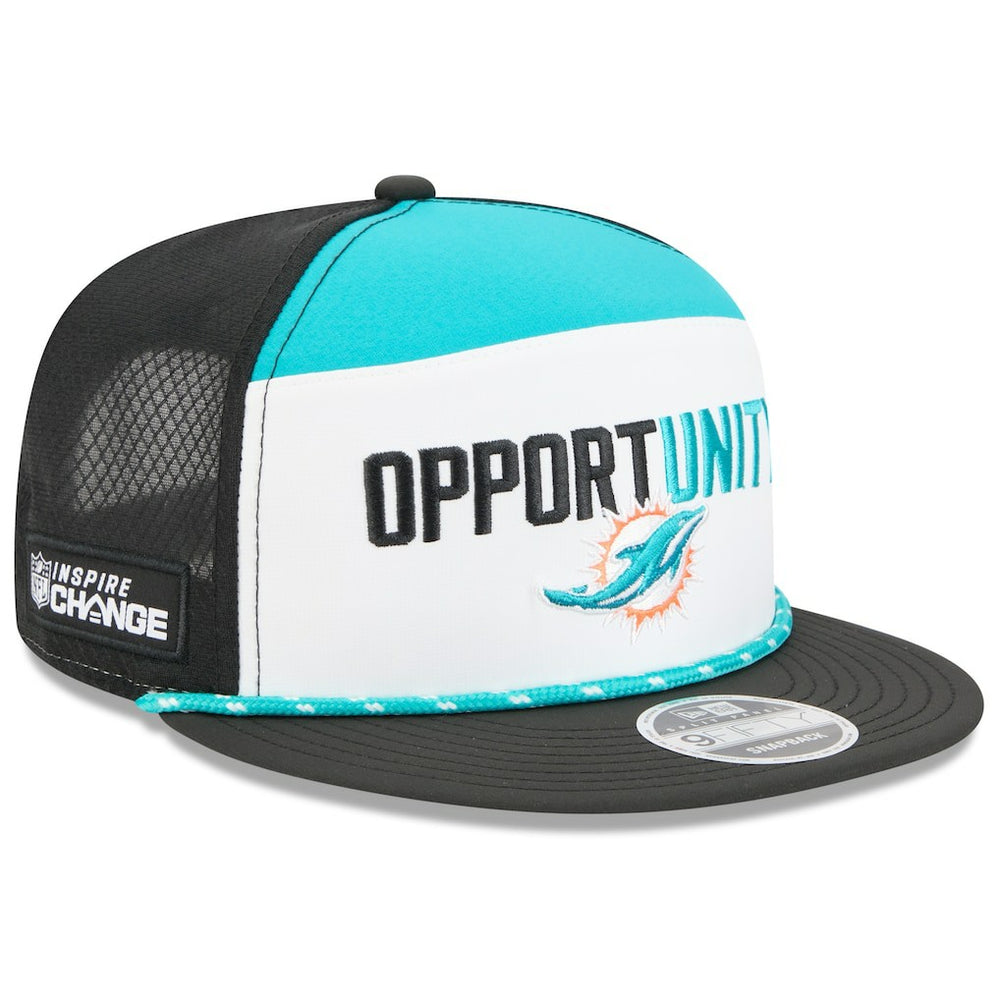 Miami Dolphins New Era 2025 Inspire Change Split Panel 9FIFTY Snapback Hat - White/Black Hats