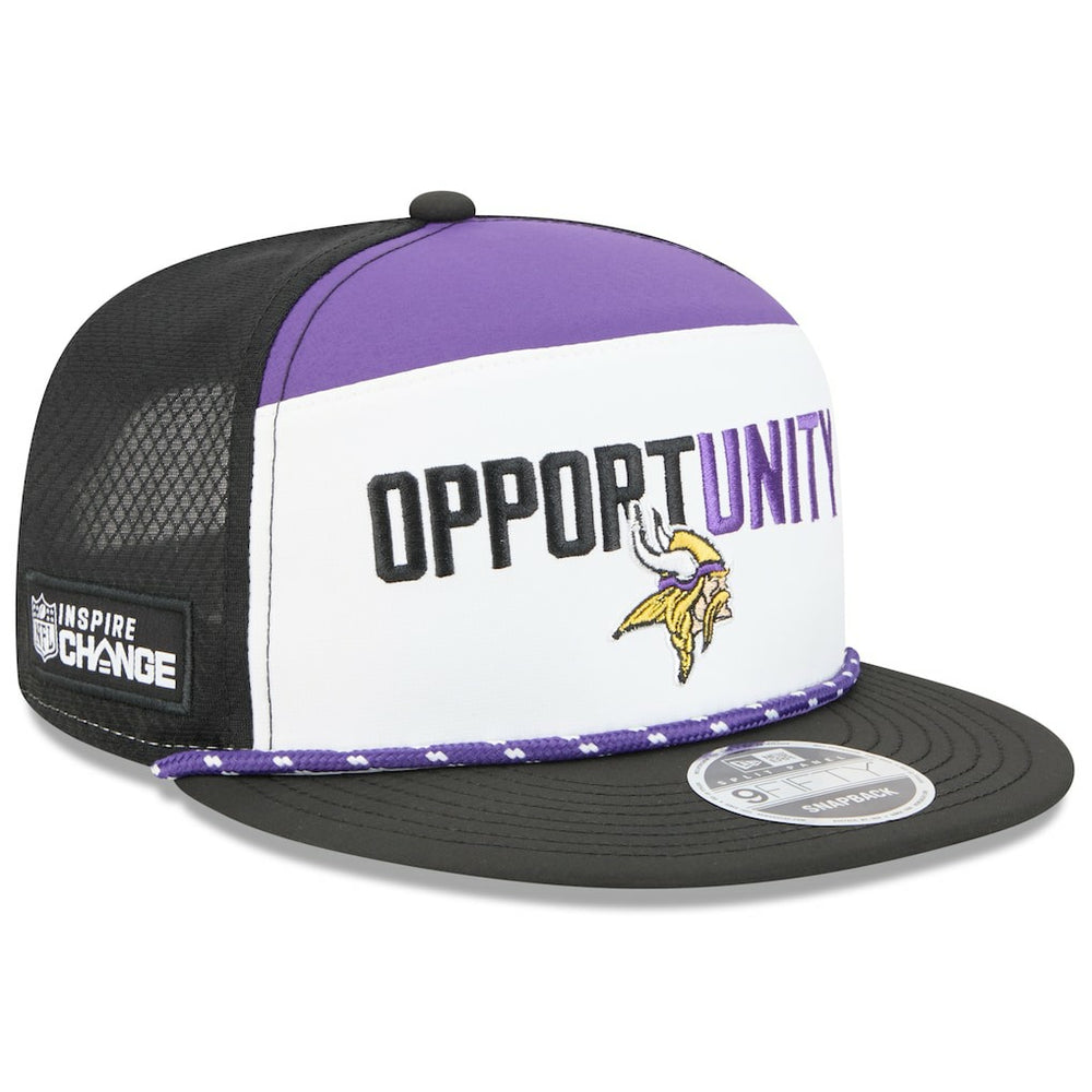 Minnesota Vikings New Era 2025 Inspire Change Split Panel 9FIFTY Snapback Hat - White/Black Hats