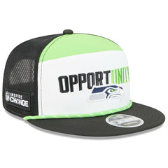 Seattle Seahawks New Era 2025 Inspire Change Split Panel 9FIFTY Snapback Hat - White/Black Hats
