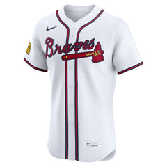 Atlanta Braves Nike Home Elite Sponsor Patch Custom Jersey - White Jerseys