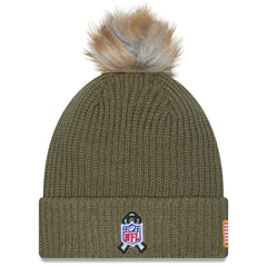 Las Vegas Raiders New Era Women's 2025 Salute to Service Cuffed Knit Hat with Pom - Dark Green Hats