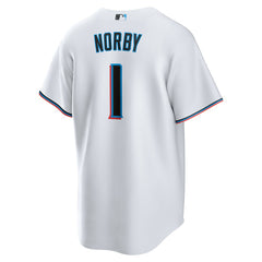 Connor Norby Miami Marlins Nike Home Replica Jersey - White Jerseys