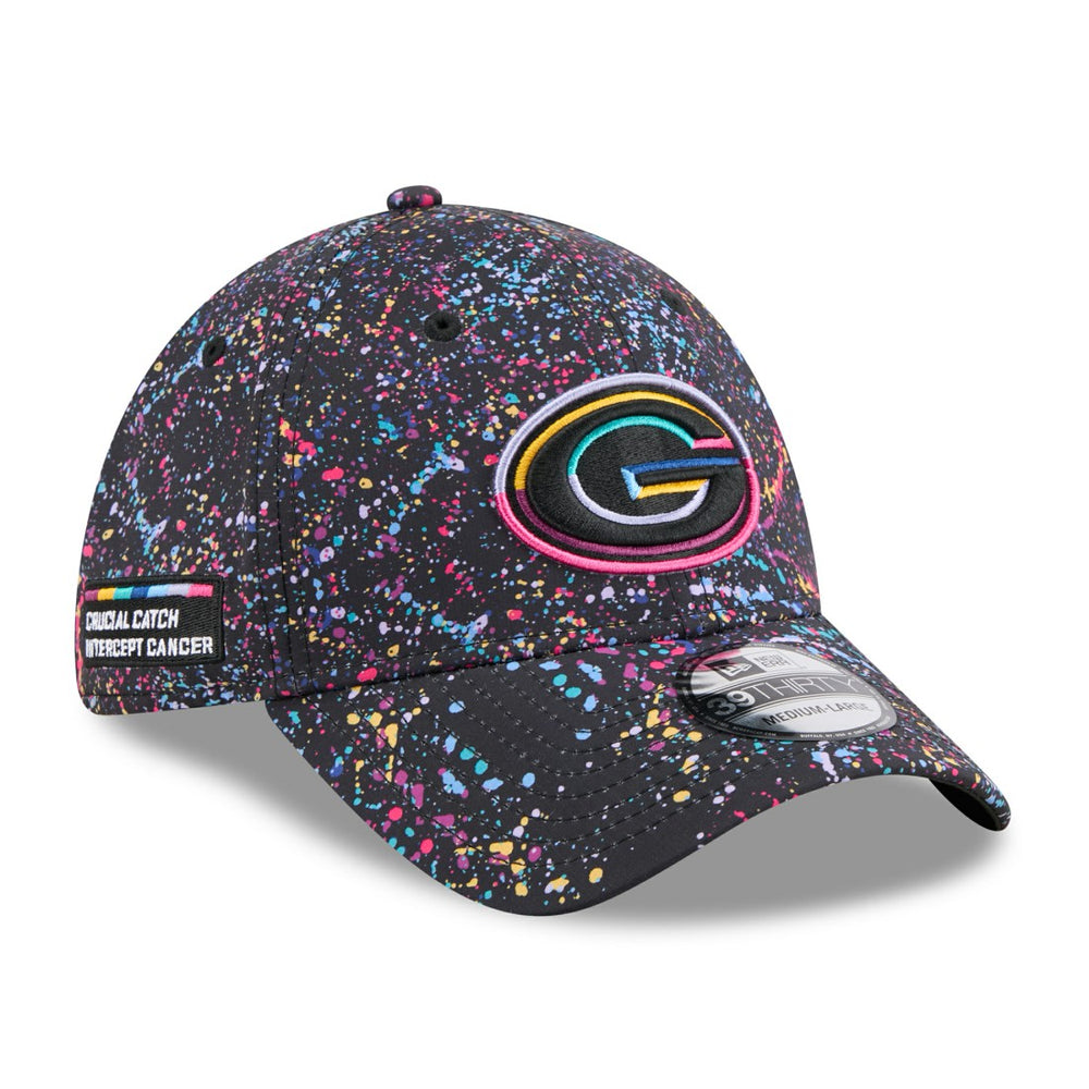 Green Bay Packers New Era 2025 NFL Crucial Catch 39THIRTY Flex Hat - Black Hats